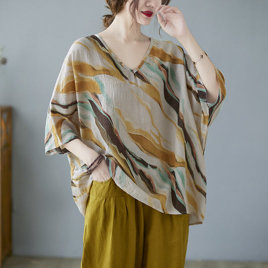 Cotton & Linen Art Batwing Sleeve Shirt