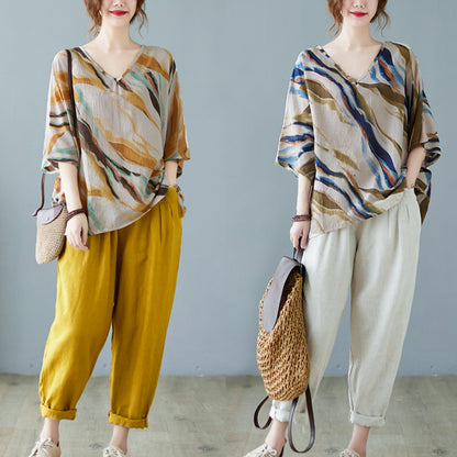 Cotton & Linen Art Batwing Sleeve Shirt