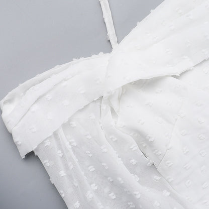 Hanging Neck Polka Dot Jacquard Dress