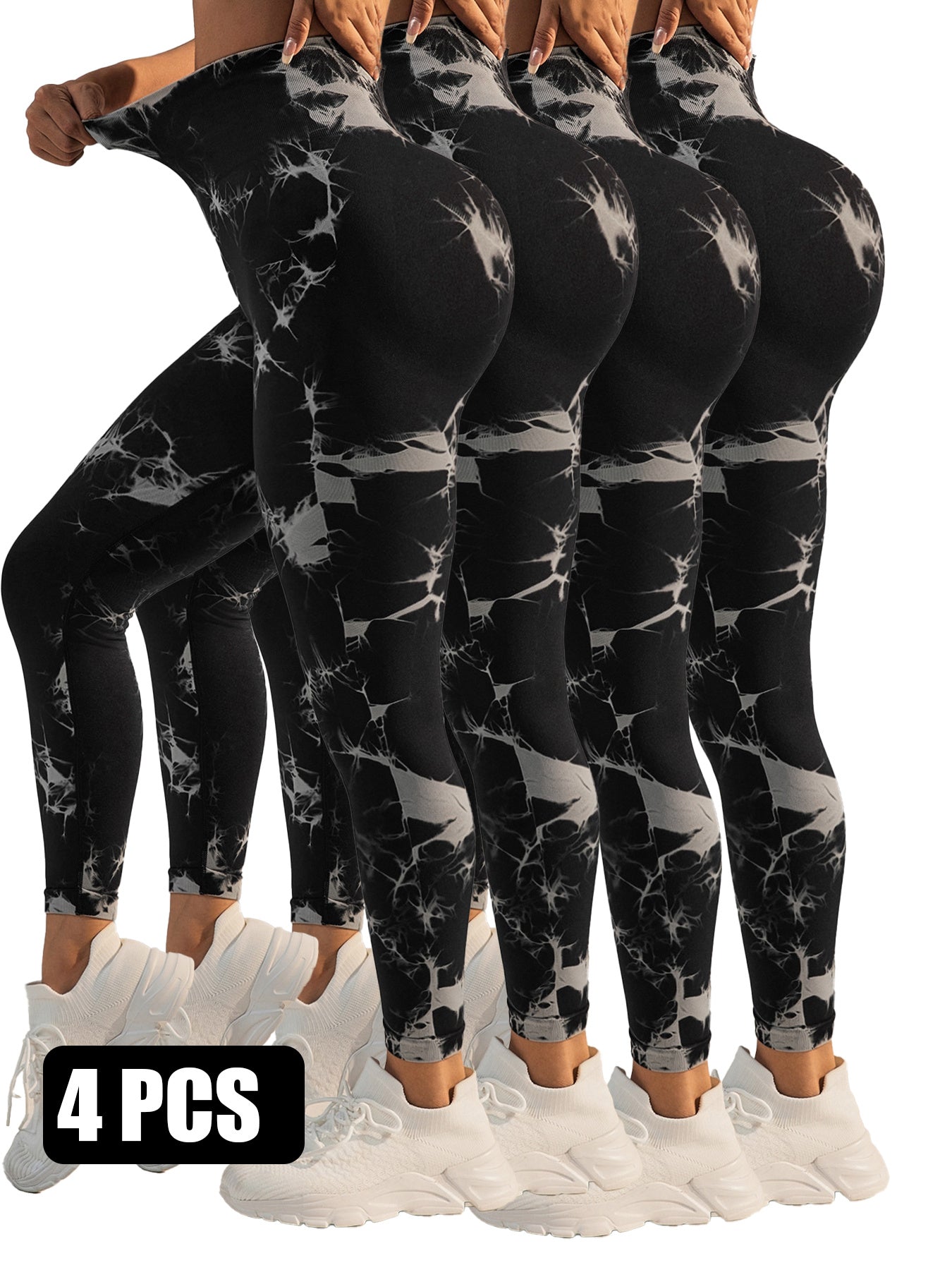 4pcs Tie-dye Active Yoga Pants