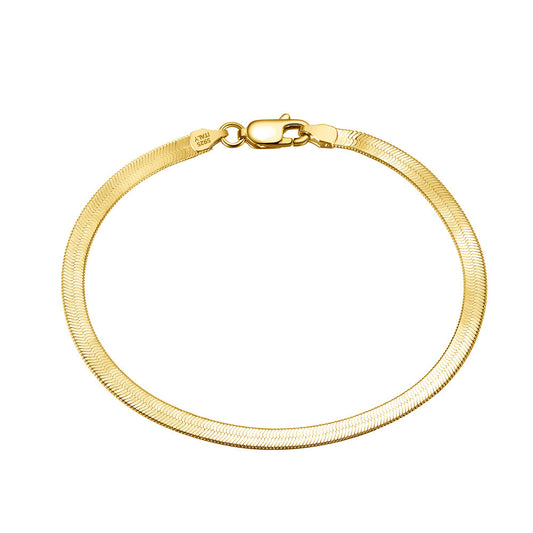 S925 Sterling Silver Flat Snake Bone Bracelet