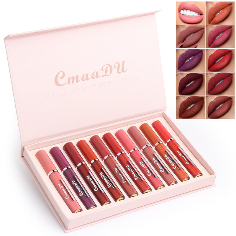 10pc Set Non-stick Cup Waterproof Matte Lipstick