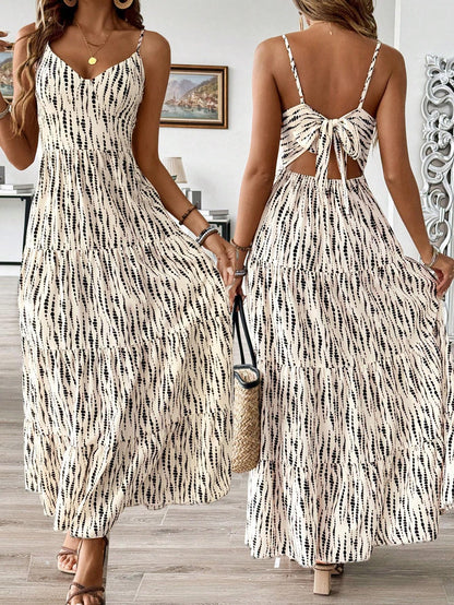 Bohemian Style Suspender Maxi Stitching Dress