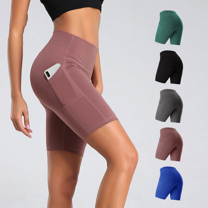High Waist Elastic Yoga Shorts W/ Pockets